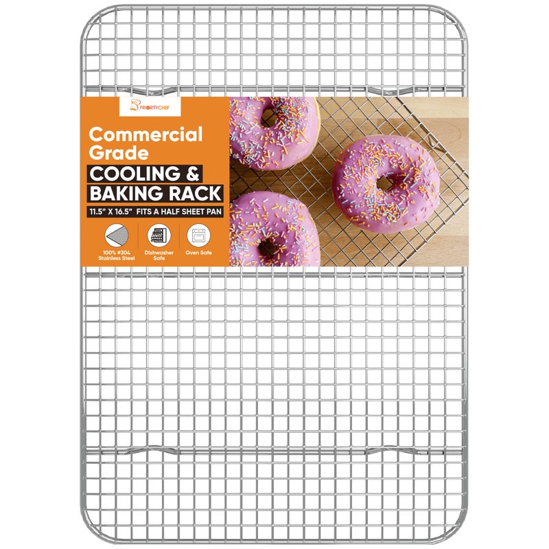 Priority Chef PriorityChef 18/8 Stainless Steel Cooling Rack, Heavy Duty Baking Rack For Oven Cooking, Fits Half Sheet Pan, Wire Rack For Cooking, Bacon, Cookie Cooling Rack, 11.5" x 16.5" - Image 1